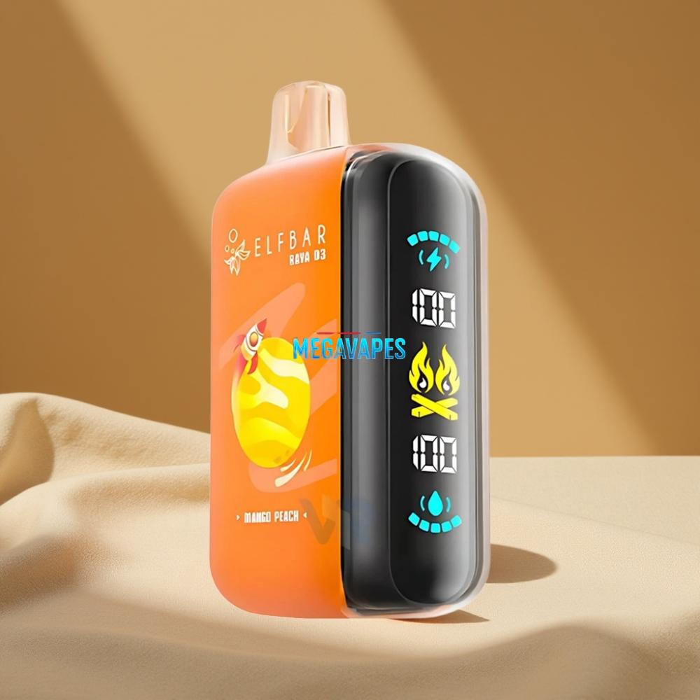 ELF BAR RAYA D3 25000 Puffs 23ml 5% Rechargeable Disposable Vape Mango Peach
