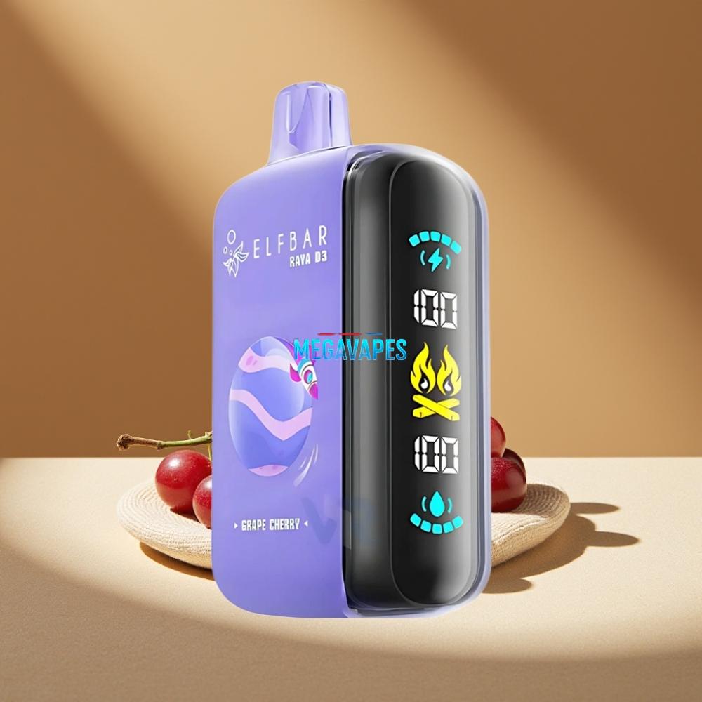 ELF BAR RAYA D3 25000 Puffs Rechargeable Disposable Vape with Screen – Grape Cherry