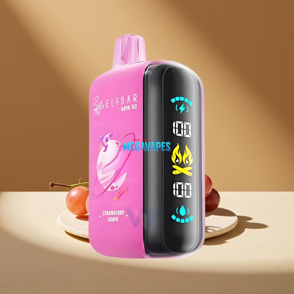 ELF BAR RAYA D3 25K Puffs Rechargeable Disposable Vape with Screen – Strawberry Grape