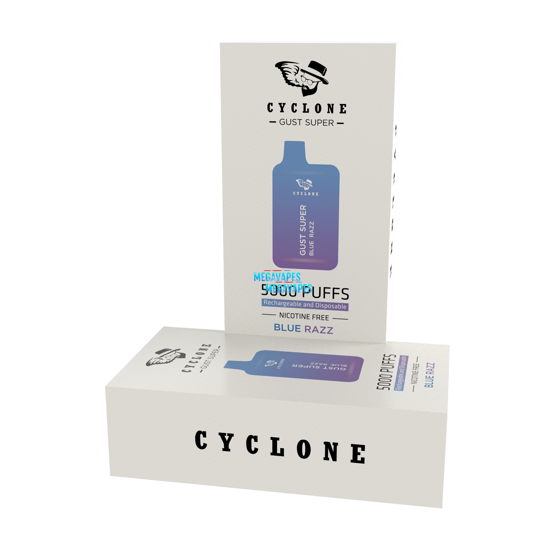 Nicotine Free Gust Super BlueRazz Ice Rechargeable Disposable Vape